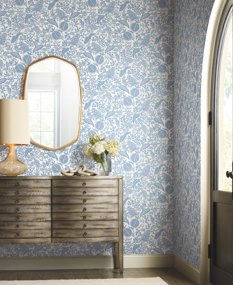 York RP7390 Pomegranate White & Blue Wallpaper