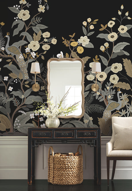 York RP7399M Peacock Black Wall Mural