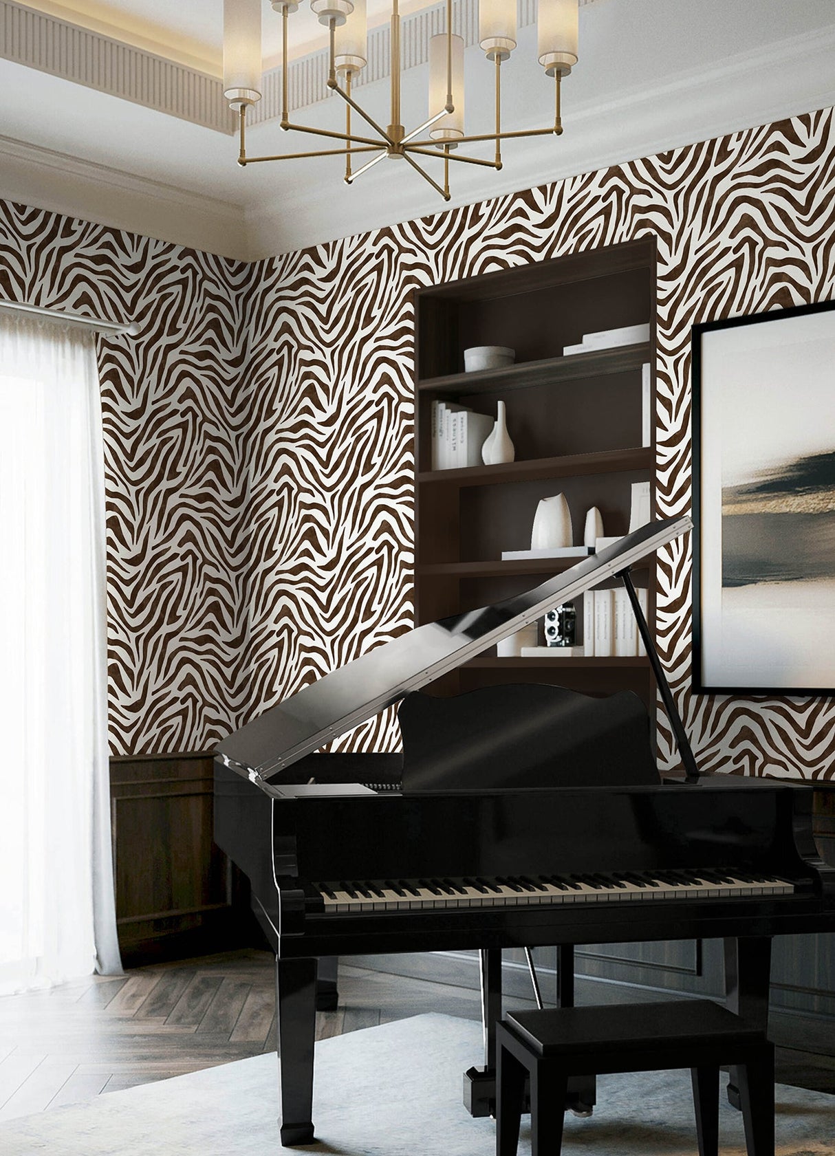 RuPaul RPS6142 RuZebra Brown Peel & Stick Wallpaper