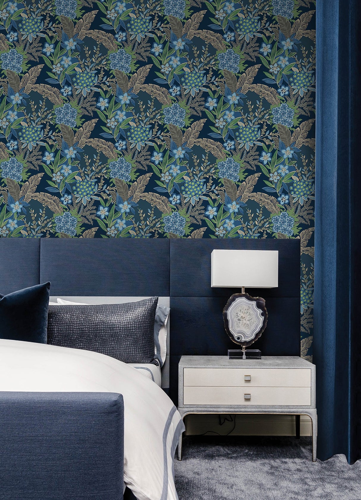 RuPaul RPS6145 RuJardin Azure Blue Peel & Stick Wallpaper