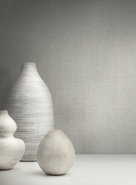 York RS1035N Panama Weave Light Grey Metallic Wallpaper