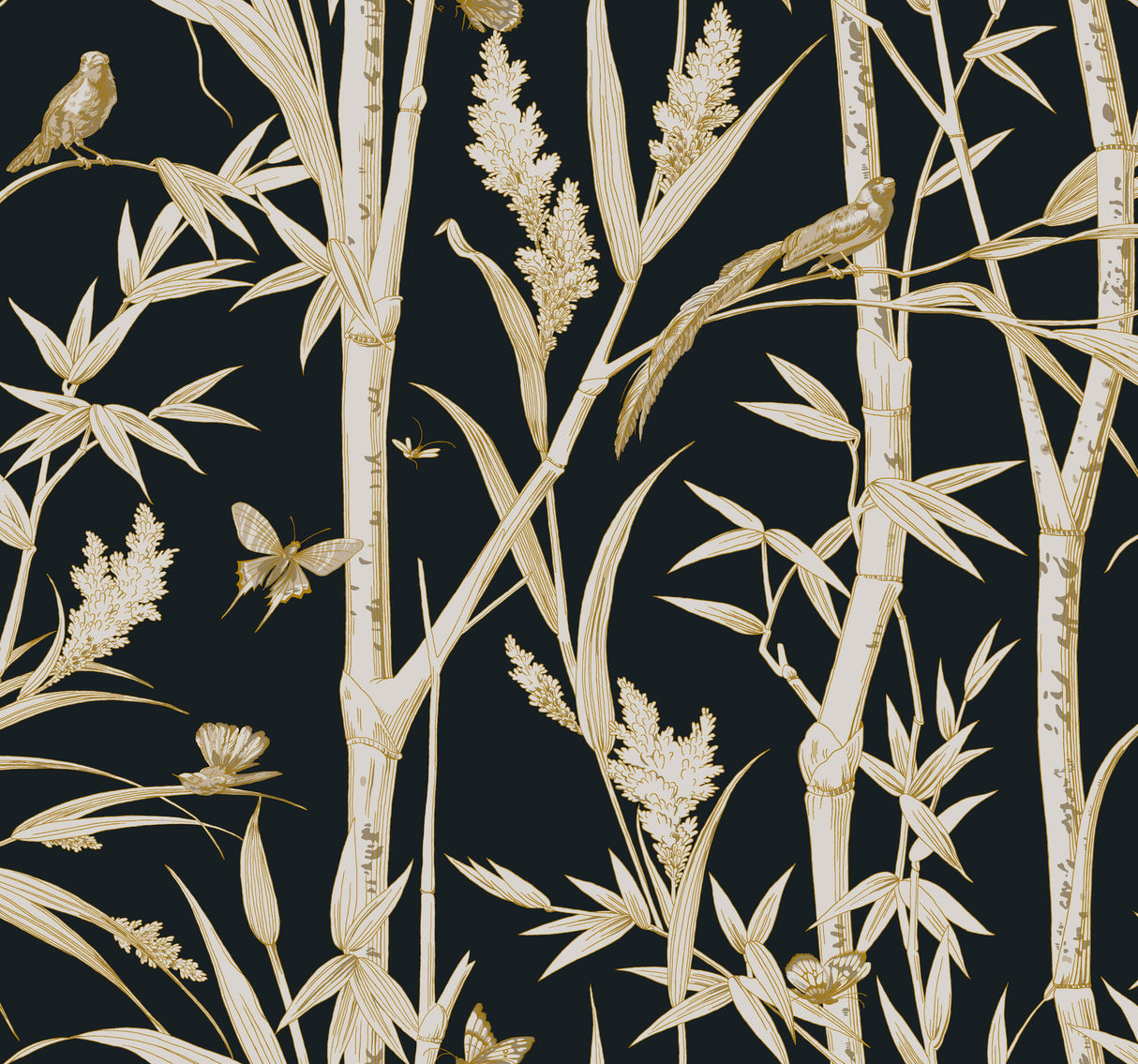 York RT7834 Bambou Toile Black Wallpaper