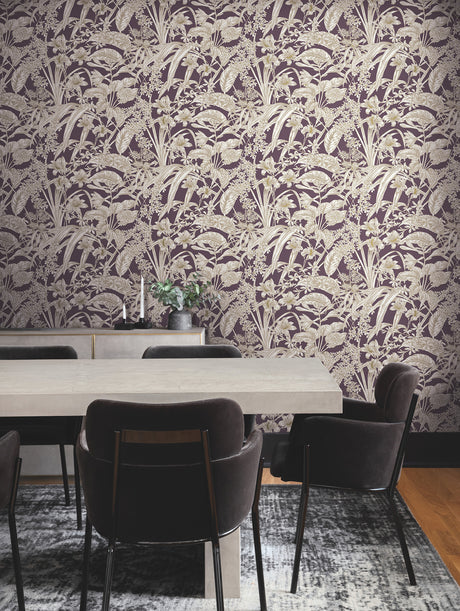 York RT7881 Orchid Conservatory Toile Mulberry Wallpaper