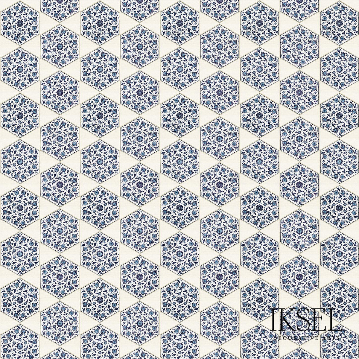 Schumacher RW113CS01 IZNIK HEXAGONAL TILES in ORIGINAL Wallp