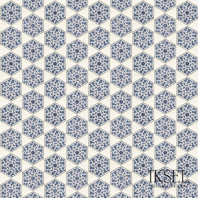 Schumacher RW113CS01 IZNIK HEXAGONAL TILES in ORIGINAL Wallp