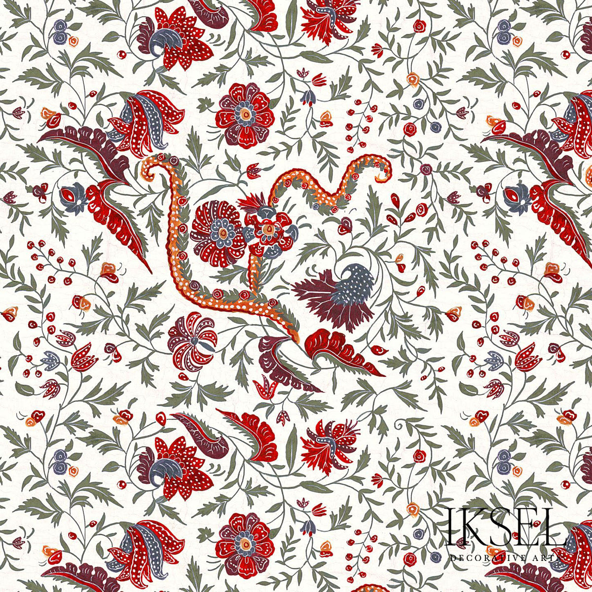 Schumacher RW306CR52-255-N INDIENNE in RED Wallpaper - IKSEL