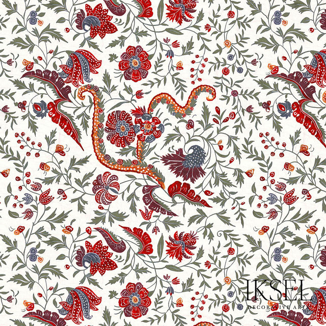 Schumacher RW306CR52-375 INDIENNE in RED Wallpaper - IKSEL
