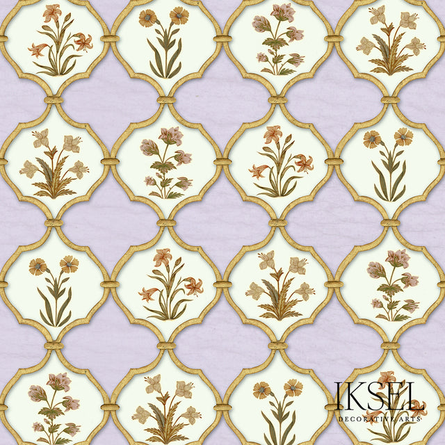Schumacher RW310CS31-255-N JALI BOUQUETS in LILAC MAUVE Wall