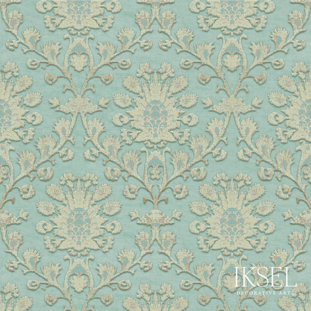 Schumacher RW401CR49 DOGE in MUTED TEAL-BIRCH Wallpaper - IK