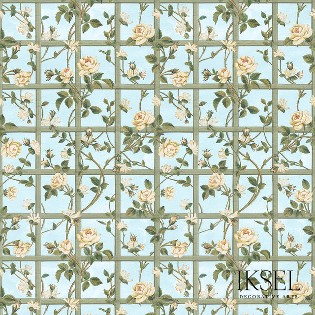 Schumacher RW416CS11 ROSE TRELLIS in MULTICOLOR Wallpaper - 