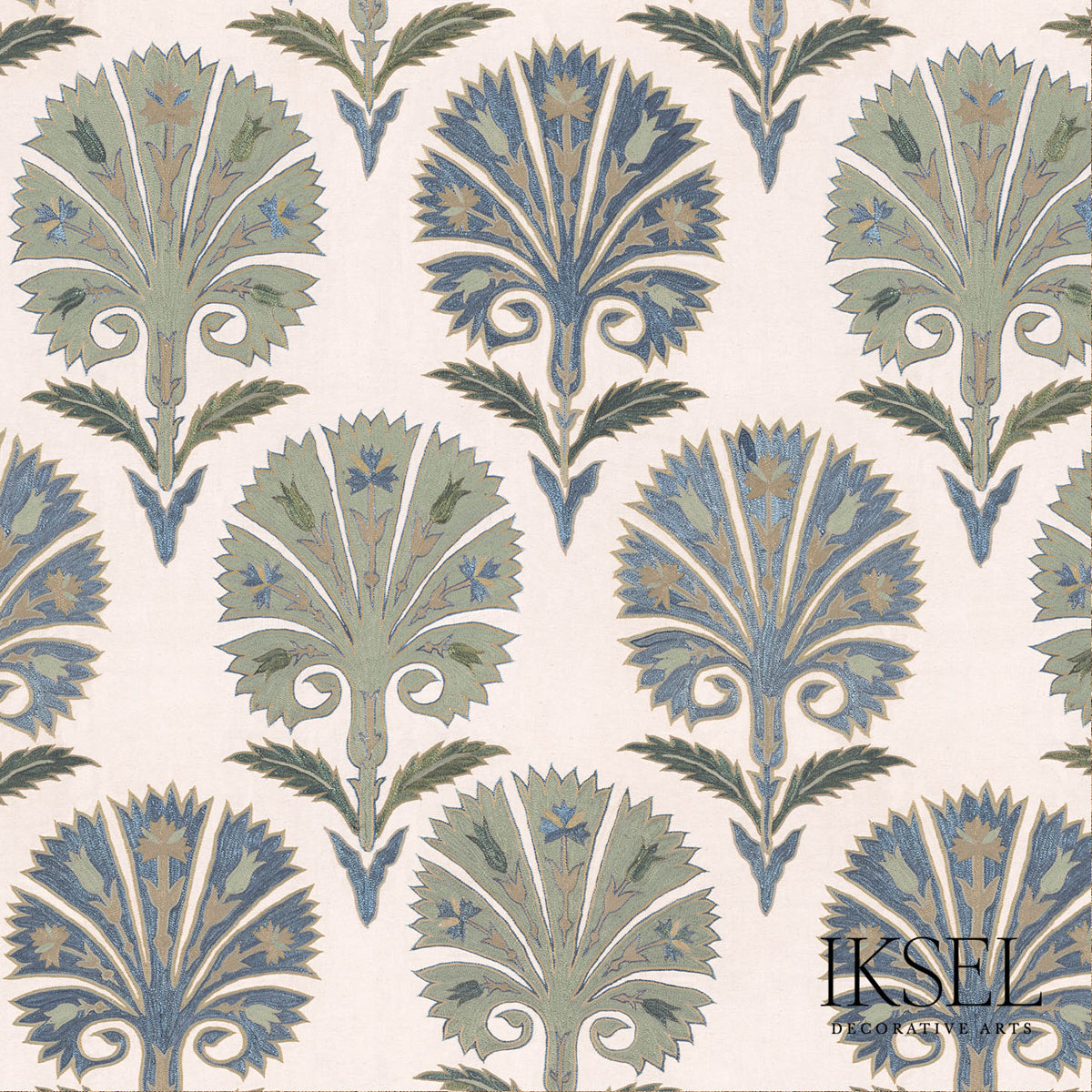 Schumacher RW501CR54 SUZANI CARNATION in BLUES Wallpaper - I