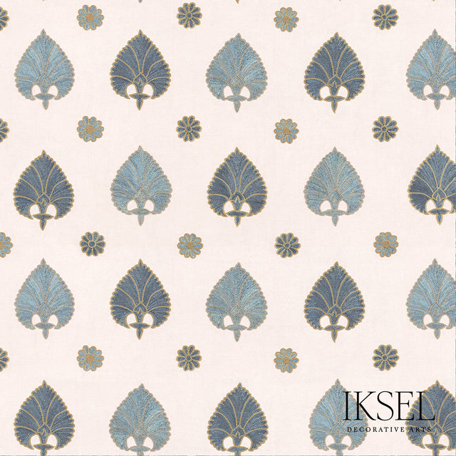 Schumacher RW503CR54 SUZANI SPADES in BLUES Wallpaper - IKSE