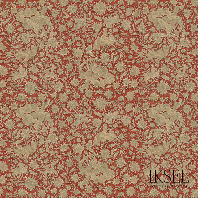 Schumacher RW540CR46 BUKHARA in VERMILION-BRONZE Wallpaper -