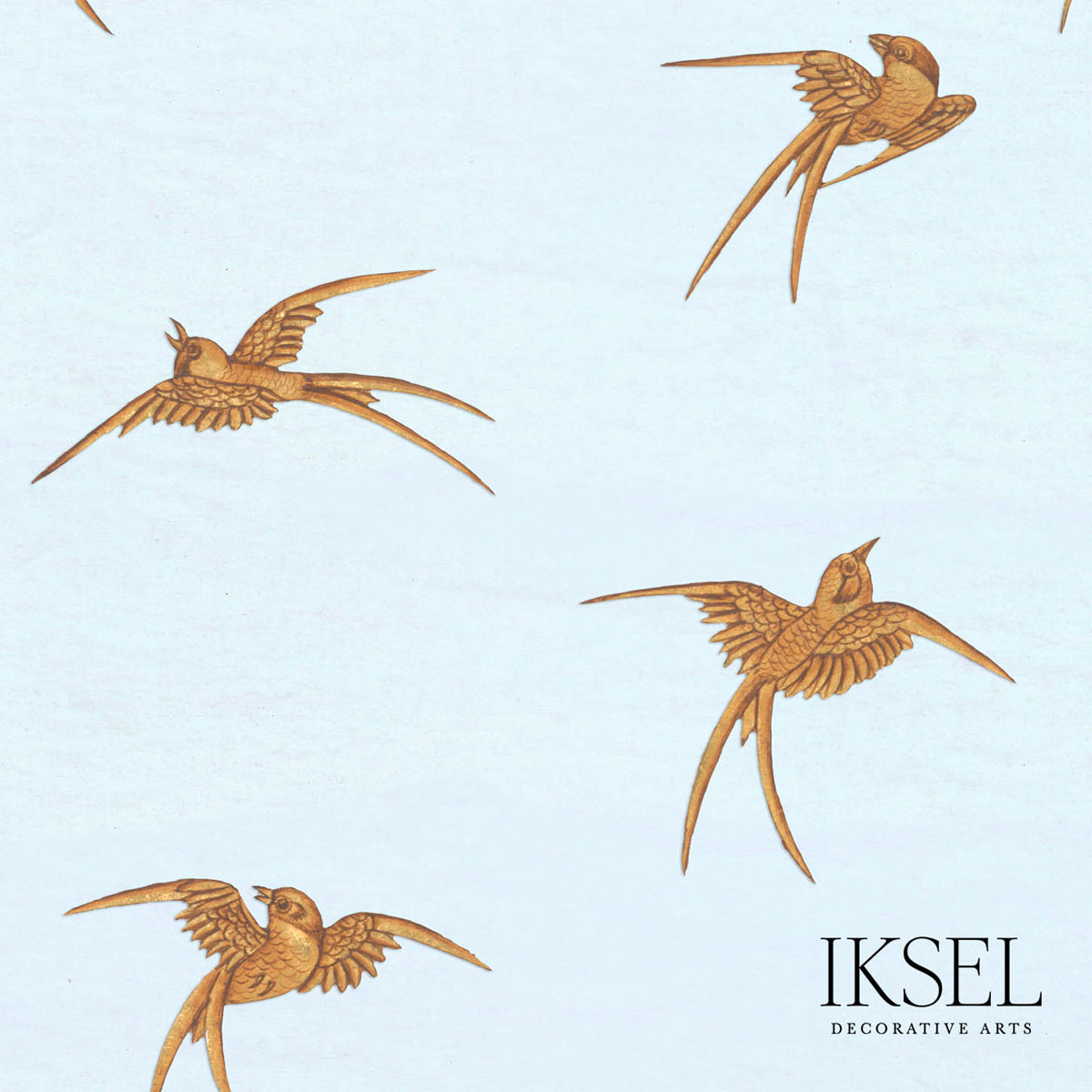 Schumacher RW602CR40-275 JAPANESE BIRDS in SKY BLUE-GOLD Wal