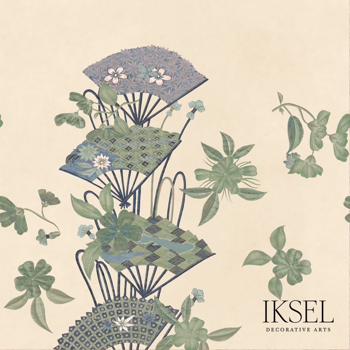 Schumacher RW609CR41-325 JAPANESE FANS P in RICE-GREEN Wallp