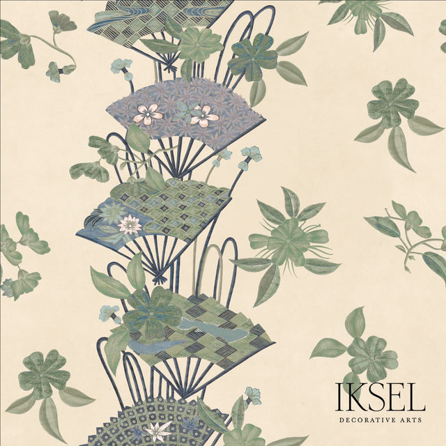 Schumacher RW610CR41-255-S JAPANESE FANS in RICE-GREEN Wallp