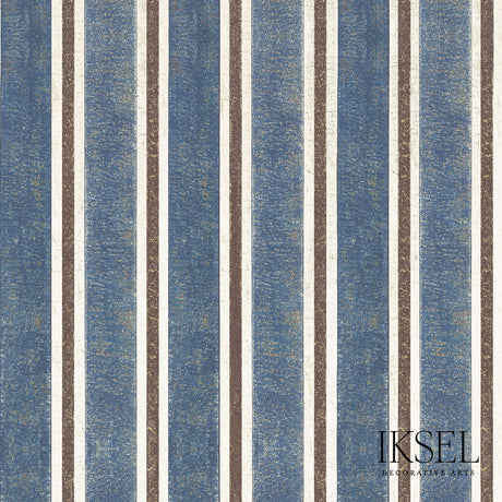 Schumacher RW713CS43-275 KUBILAI'S STRIPE in BLUE Wallpaper 