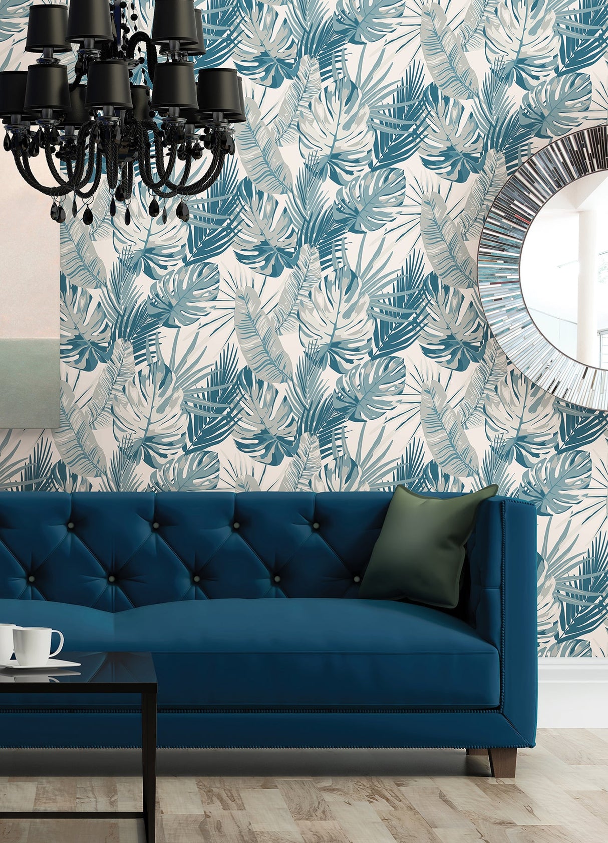 Rachel Zoe RZS4521 Blue Palmero Peel & Stick Wallpaper