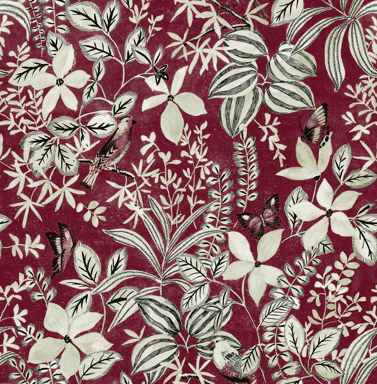 Rachel Zoe RZS4524 Burgundy Willa Peel & Stick Wallpaper