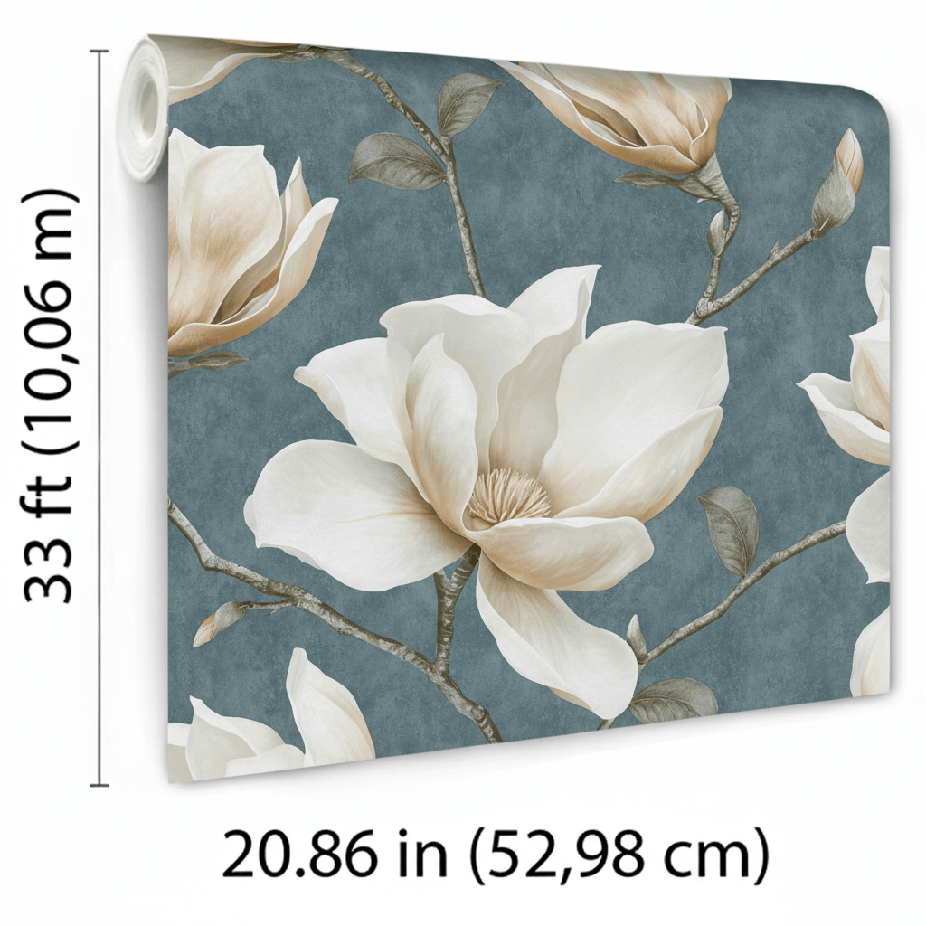 Veer Decor Grand Magnolia Bue Wallpaper VRVZ201-92