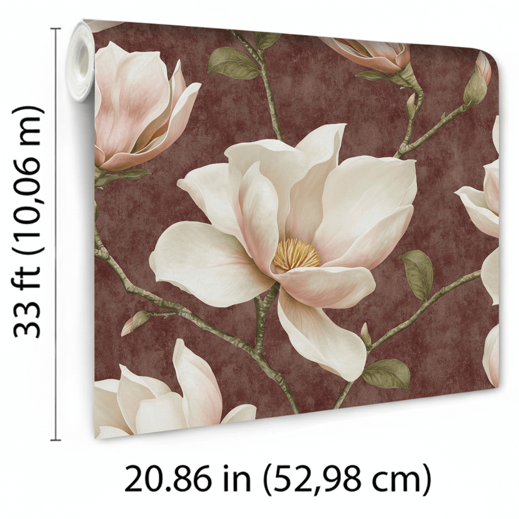 Veer Decor Grand Magnolia Red Wallpaper VRVZ210-92