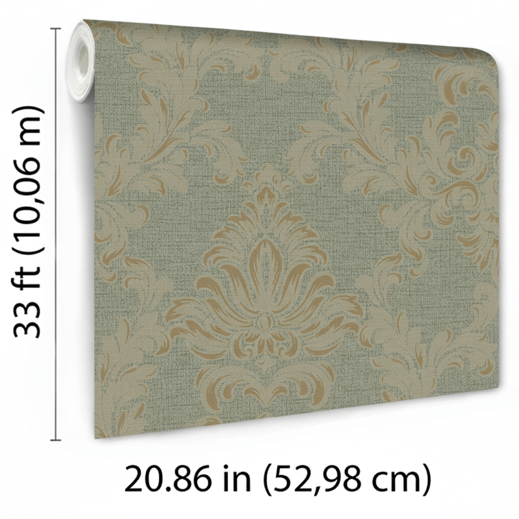 Veer Decor Venezia Damask Green Wallpaper VRVZ904-91