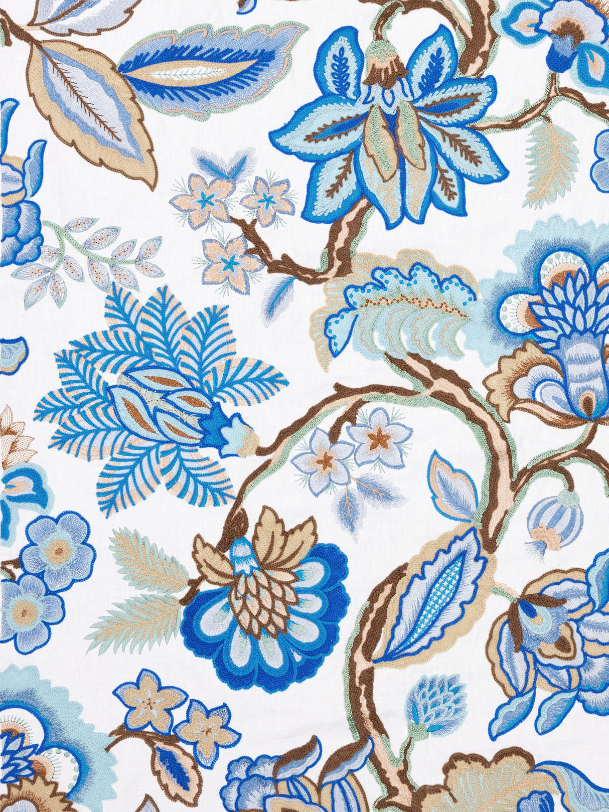 Scalamandre S7 0001HILL BLUE WOOD HILLSIDE CREWEL Fabric - Eade's Wallpaper