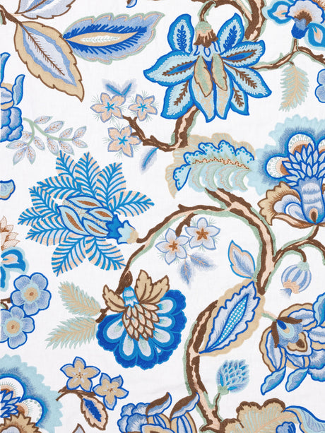 Scalamandre S7 0001HILL BLUE WOOD HILLSIDE CREWEL Fabric - Eade's Wallpaper