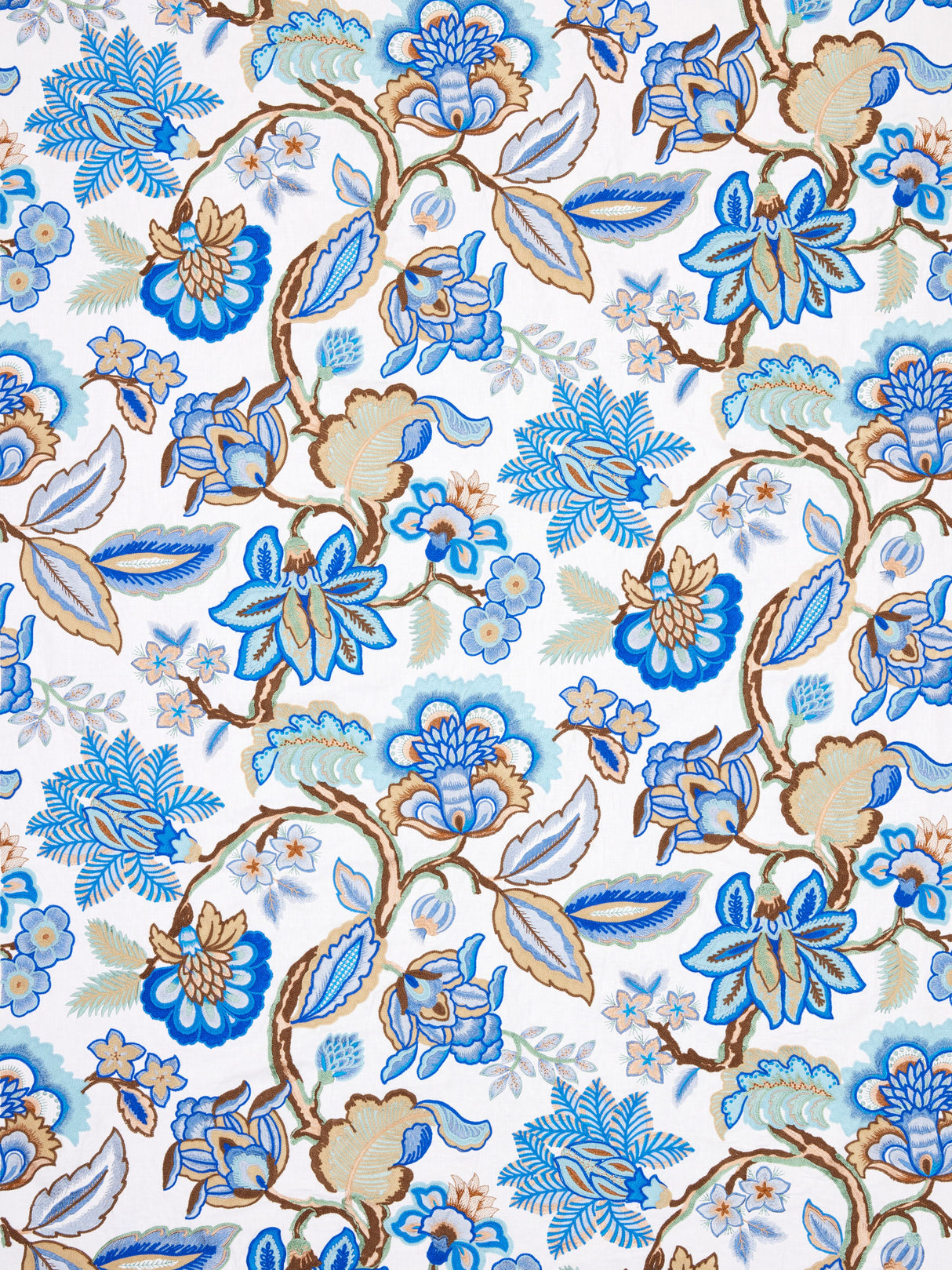 Scalamandre S7 0001HILL BLUE WOOD HILLSIDE CREWEL Fabric - Eade's Wallpaper