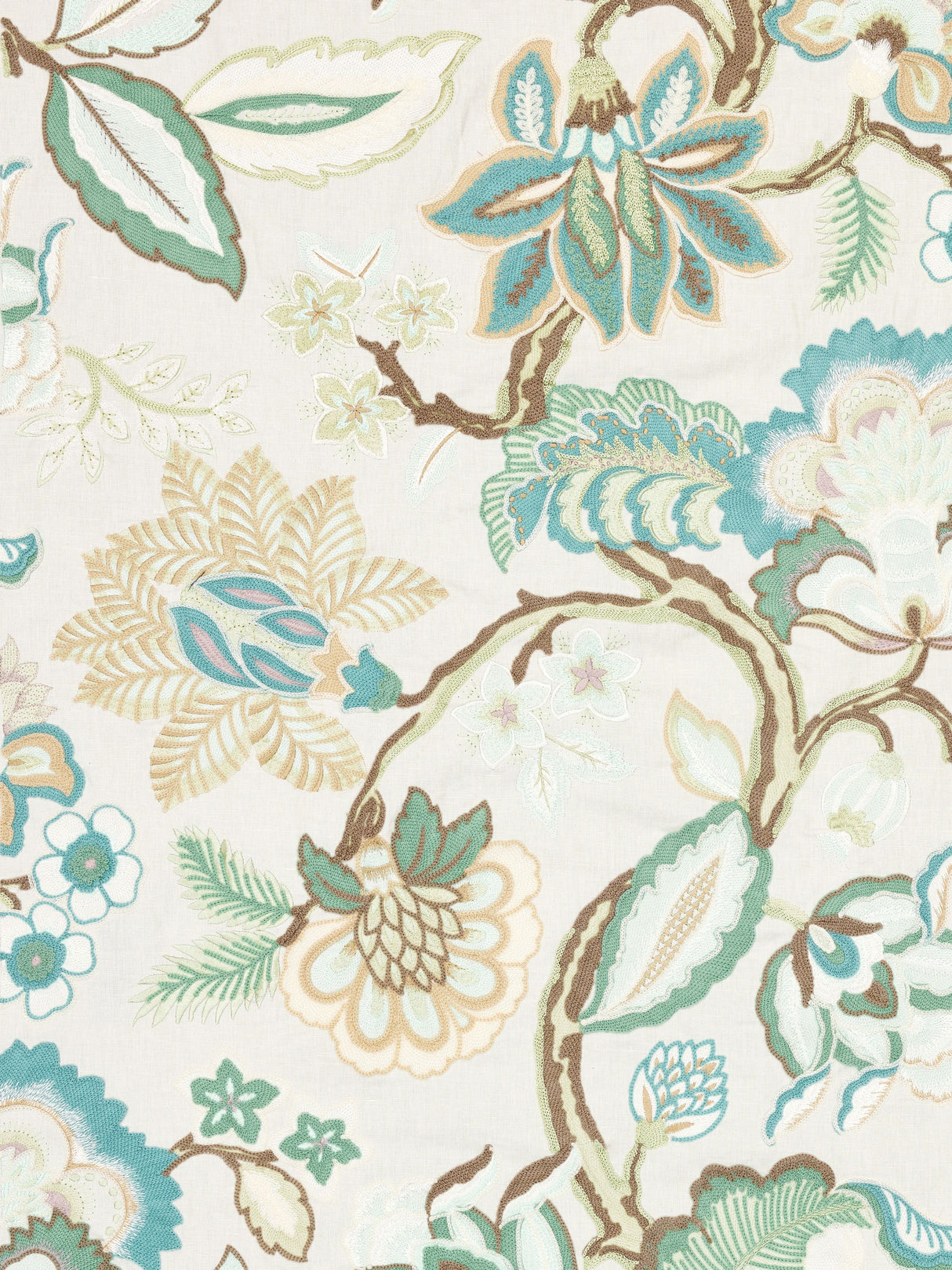 Scalamandre S7 0002HILL CELADON HILLSIDE CREWEL Fabric - Eade's Wallpaper