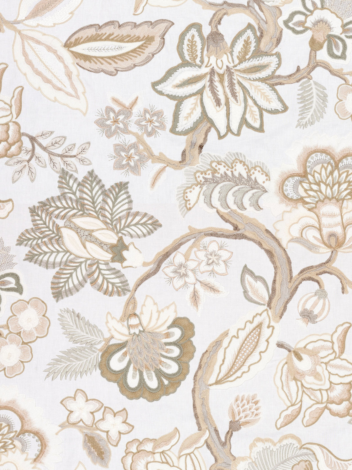 Scalamandre S7 0003HILL IVORY HILLSIDE CREWEL Fabric - Eade's Wallpaper