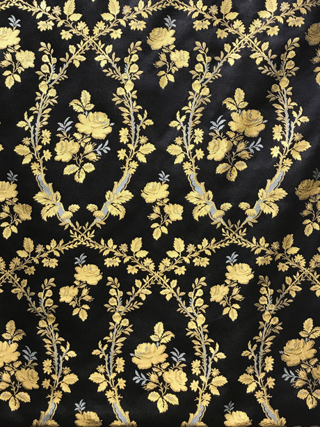 Scalamandre SB 00017801 GOLD ON BLACK LAMPAS TORCELLO Fabric - Eade's Wallpaper