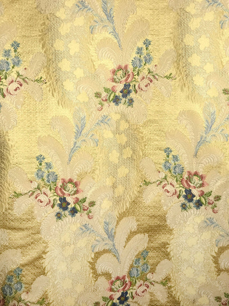 Scalamandre SB 00050289 PINK & BLUE ON YELLOW CHEVERNY Fabric - Eade's Wallpaper