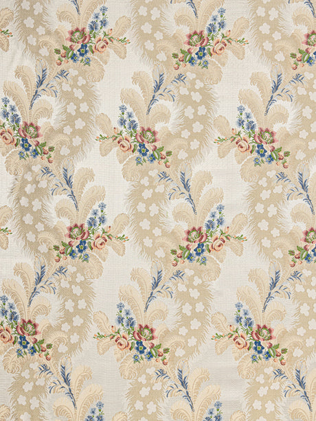 Scalamandre SB 00060289 ROSE & BLUE ON IVORY CHEVERNY Fabric - Eade's Wallpaper