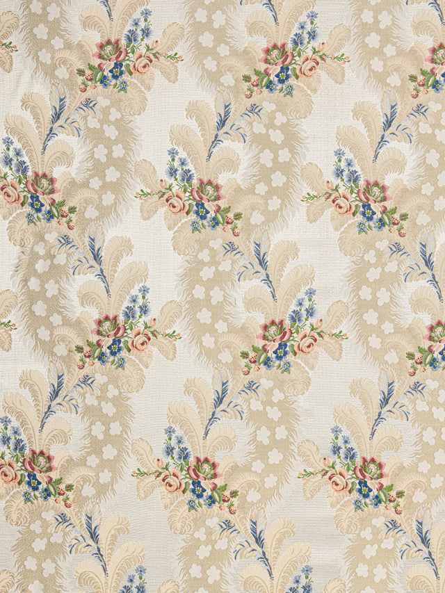 Scalamandre SB 00060289 ROSE & BLUE ON IVORY CHEVERNY Fabric - Eade's Wallpaper
