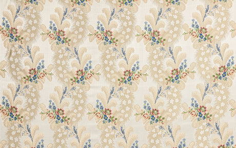 Scalamandre SB 00060289 ROSE & BLUE ON IVORY CHEVERNY Fabric - Eade's Wallpaper