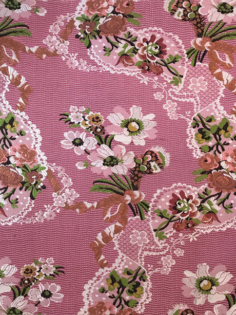 Scalamandre SB 20011943 MULTI ON FUCSHIA AVVOLTOIO Fabric - Eade's Wallpaper