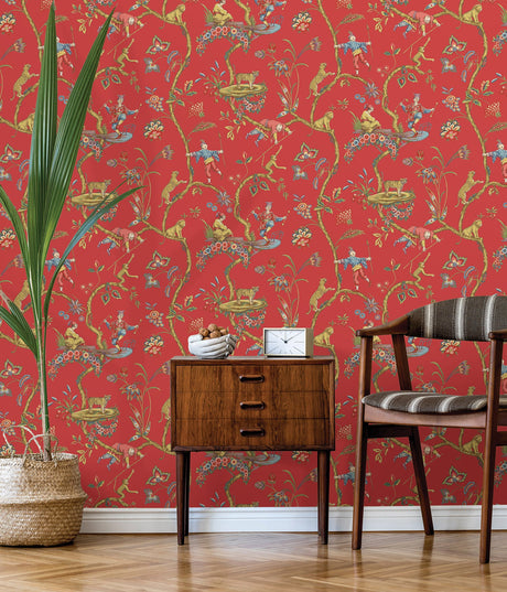 Scalamandre SCS3844 Tomato Chinoise Exotique Scalamandre Self Adhesive Wallpaper