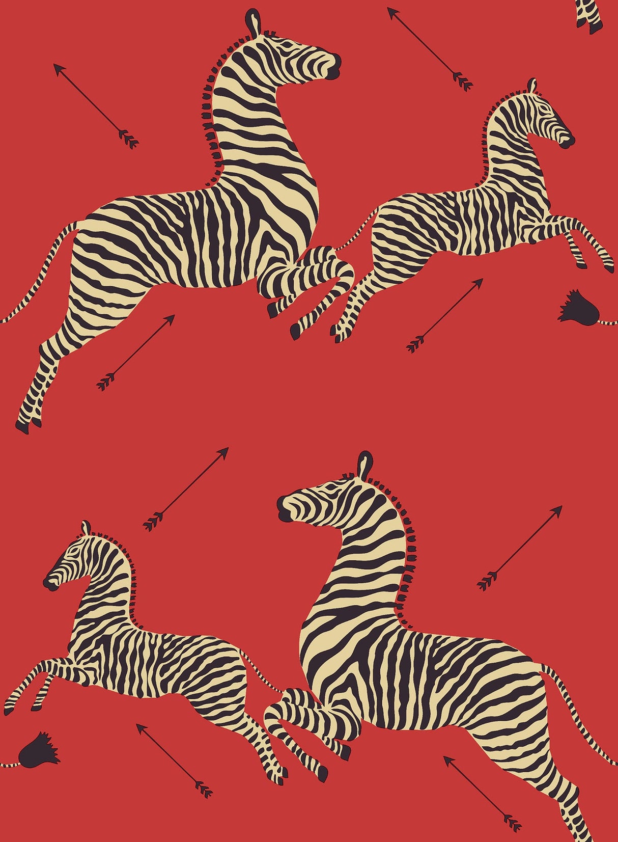 Scalamandre SCS3869 Masai Red Zebra Safari Scalamandre Self Adhesive Wallpaper