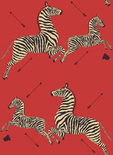 Scalamandre SCS3869 Masai Red Zebra Safari Scalamandre Self Adhesive Wallpaper