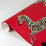 Scalamandre SCS3869 Masai Red Zebra Safari Scalamandre Self Adhesive Wallpaper