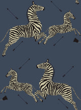 Scalamandre SCS3870 Denim Zebra Safari Scalamandre Self Adhesive Wallpaper