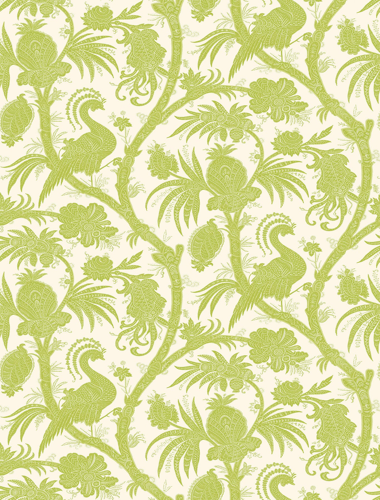 Scalamandre SCS3876 Pear Balinese Peacock Scalamandre Self Adhesive Wallpaper