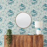 Scalamandre SCS3880 Peacock Chi'en Dragon Scalamandre Self Adhesive Wallpaper