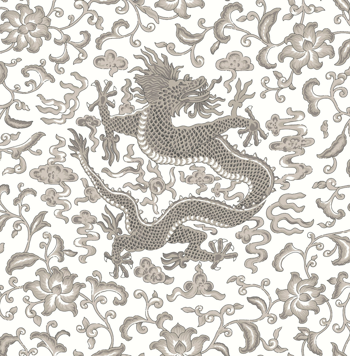 Scalamandre SCS3881 Grey Chi'en Dragon Scalamandre Self Adhesive Wallpaper