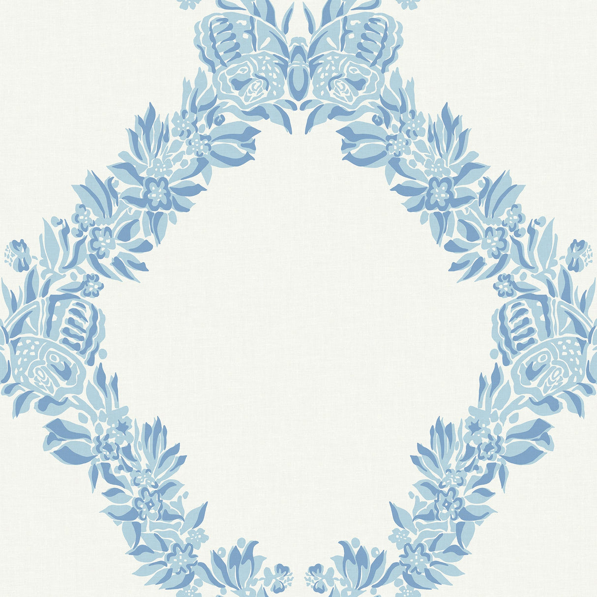 Scalamandre SCS6049 Sky Blue Wreath Peel & Stick Wallpaper