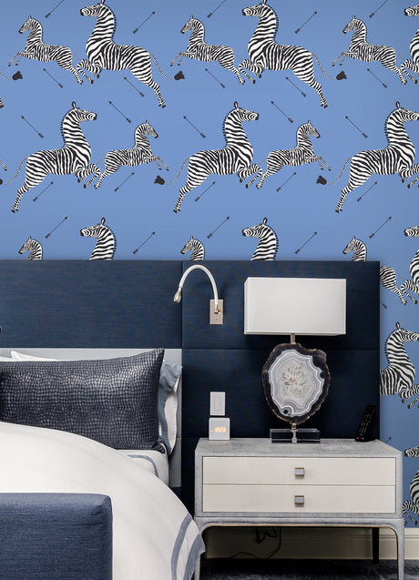 Scalamandre SCS6053 Azure Zebra Safari Peel & Stick Wallpaper