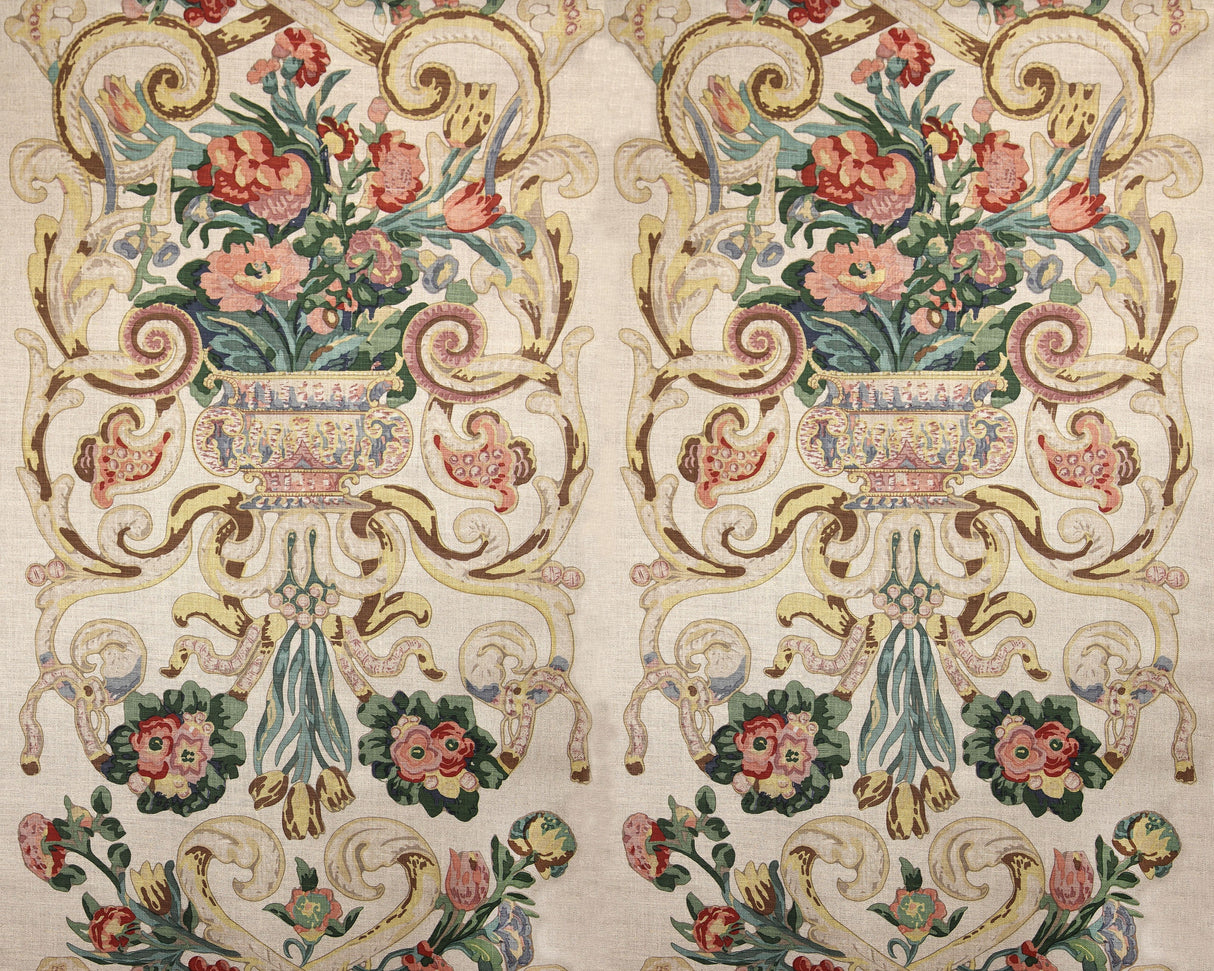 Scalamandre SC 000116136M MULTICOLOR BAROQUE FLORAL CANVAS Fabric - Eade's Wallpaper