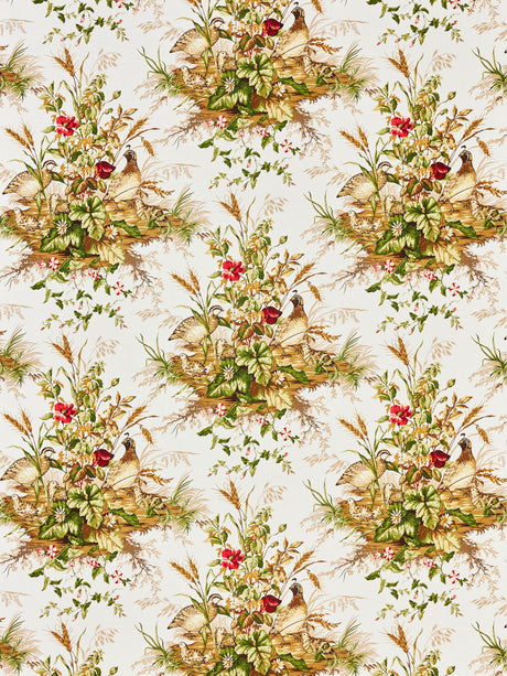Scalamandre SC 000116310 MULTI ON WHITE EDWIN'S COVEY LINEN PRINT Fabric - Eade's Wallpaper