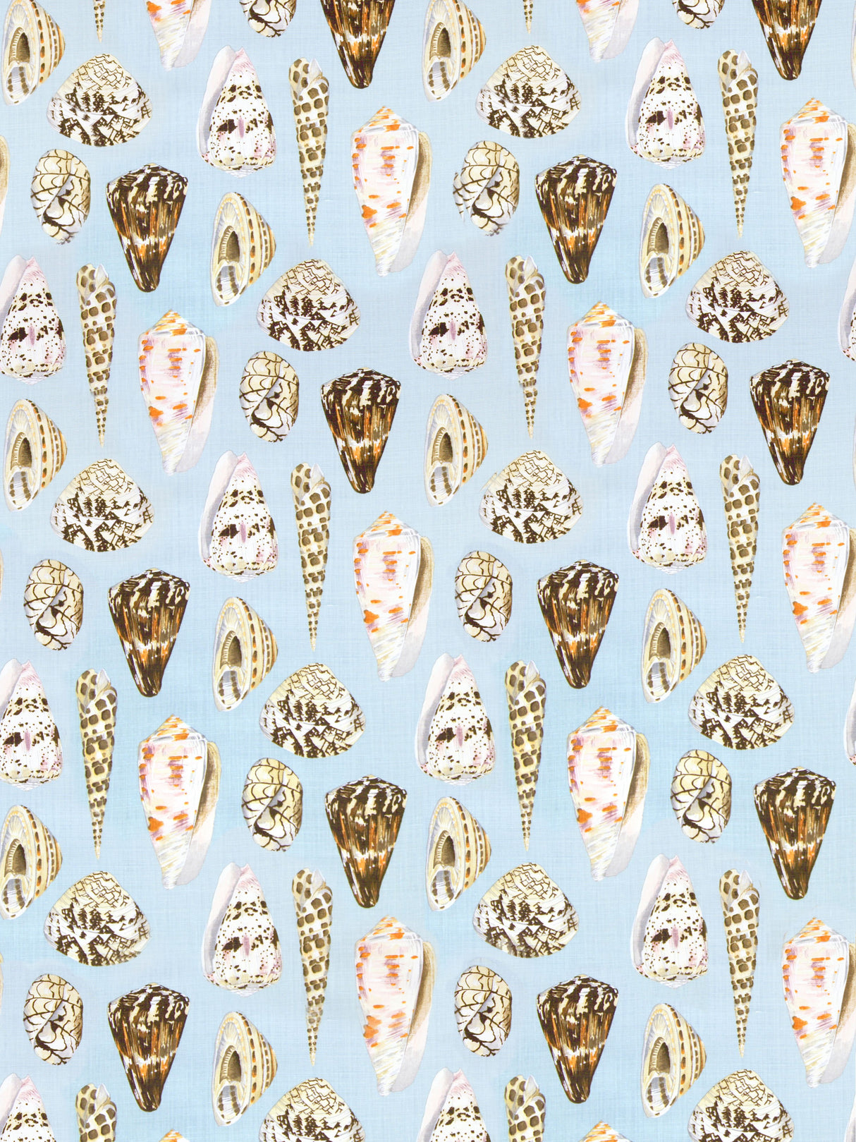 Scalamandre SC 000116397 MULTI ON SEA BLUE COQUINA LINEN PRINT Fabric - Eade's Wallpaper